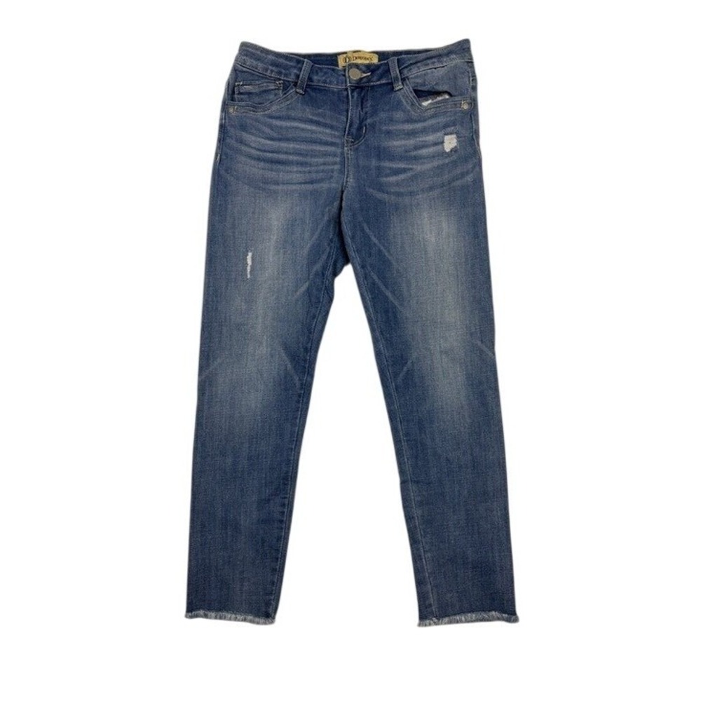 Democracy Seamless Ankle Skimmer Jeans Blue Distressed Raw Hem Size 6 B17560HSM